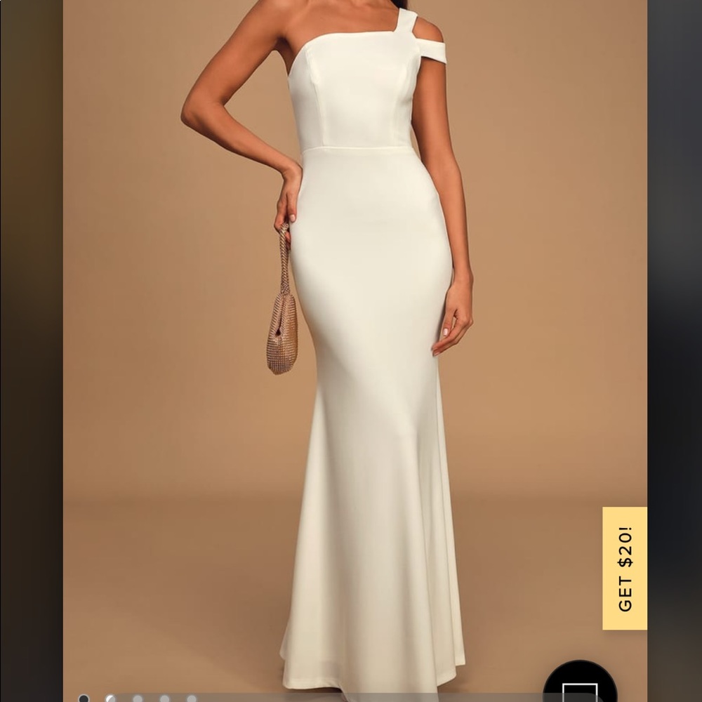 COPY - Make an Entrance White One-Shoulder Mermaid Maxi Dress